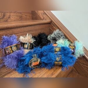 Eyelash Yarn Lot - Purple, Blue, Black, Tan, Multi Color 9 Skiens 465g